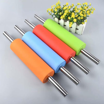 Set of Steel Handle Silicone Rolling Pin and Nonstick Pastry Mat