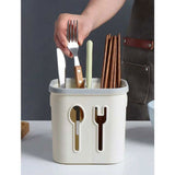 Two Grids Knife Fork Spoon Storage Box, Multifunctional Cutlery Storage