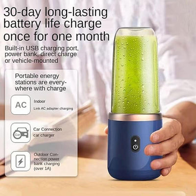USB Rechargeable Wireless Portable Mini Fruit Blender with 6 Blades (400ml)