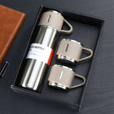 Vacuum Flask Set with 3 Cups for Camping, Travelling or Outdoor