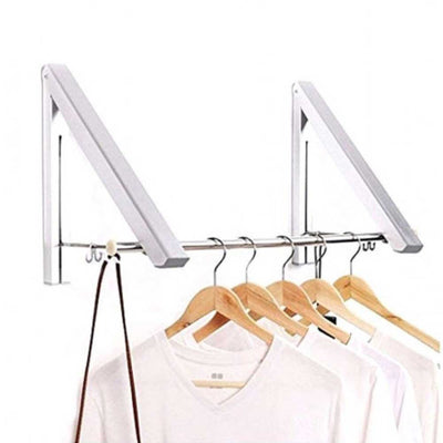 2 Pieces Foldable Wall Mounted Clothes Rail (Aluminum Hanging Rod)