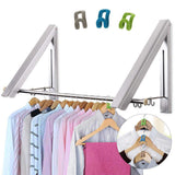 2 Pieces Foldable Wall Mounted Clothes Rail (Aluminum Hanging Rod)