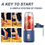 USB Rechargeable Wireless Portable Mini Fruit Blender with 6 Blades (400ml)