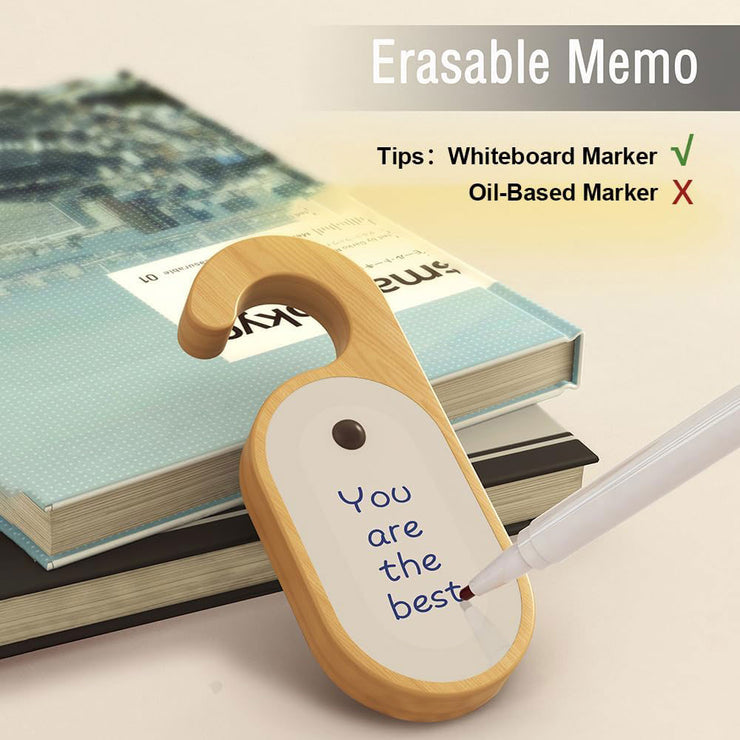 Rechargeable Motion Sensor Door Handle Night Light with Message Memo Board (Wooden Finish)