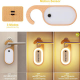 Rechargeable Motion Sensor Door Handle Night Light with Message Memo Board (Wooden Finish)