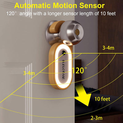 Rechargeable Motion Sensor Door Handle Night Light with Message Memo Board (Wooden Finish)