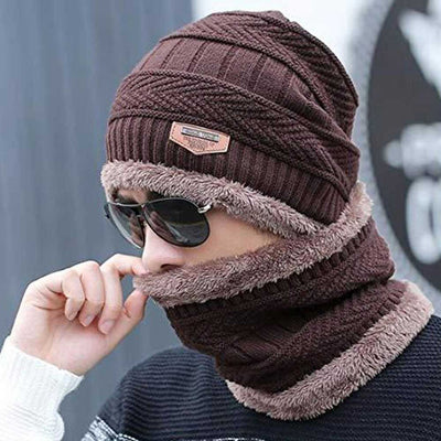 Unisex Woolen Beanie Cap with Neck Warmer (Free Size)